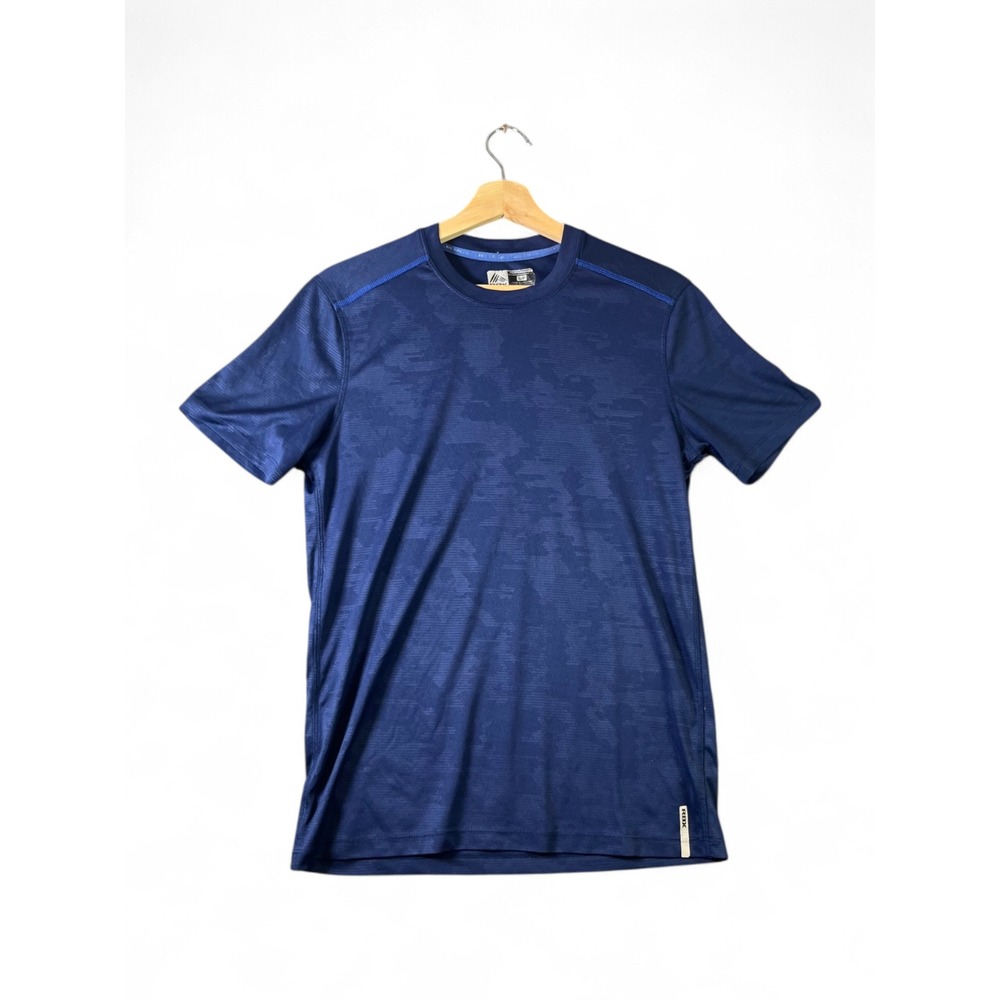 RBX Performance Mens S Navy Blue Tonal Camo X-Dri Short Sleeve Activewear Shirt